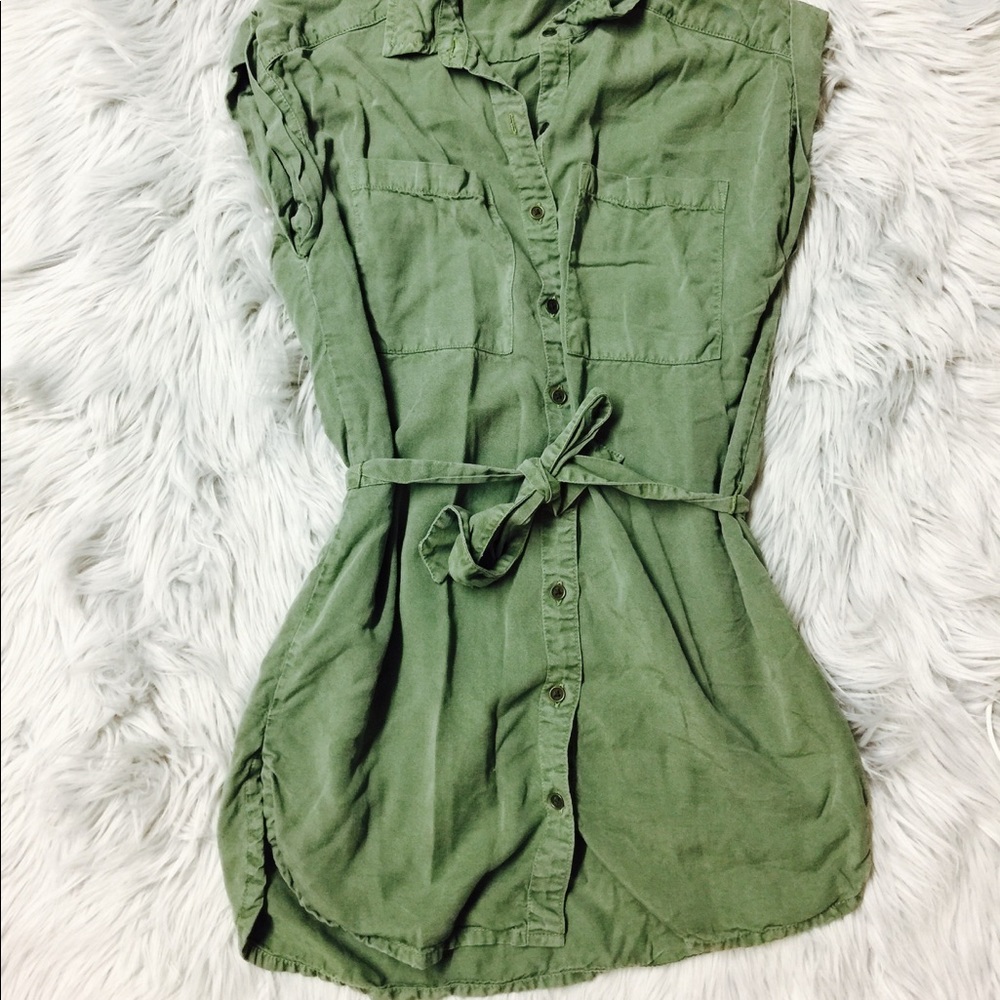 Green army color dress